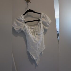 White Puff Sleeve Bodysuit